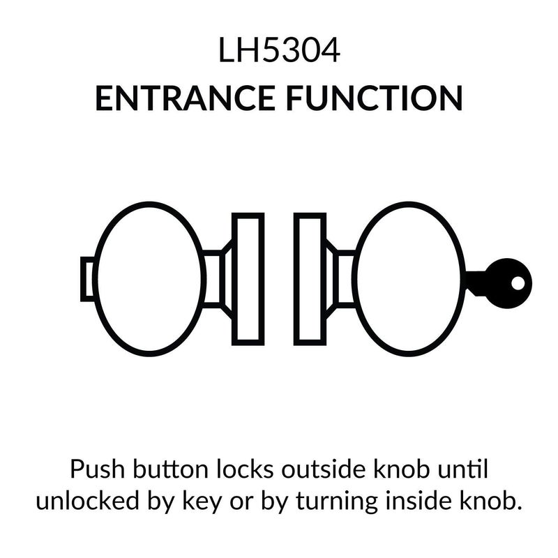 LAWRENCE Door Knob Cylindrical Lock Entrance Function Keyed Entry & Lock Satin Stainless Steel Finish LH5304OB -US32D UL Certified ANSI/BHMA Grade 2 Commercial Door Knob for Heavy Duty Use Embassy Series - Image 4
